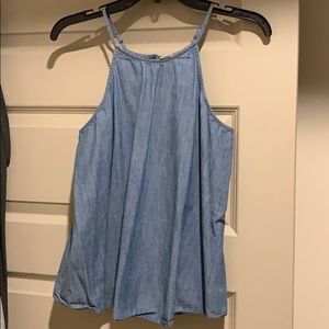 High Neck Chambray Top